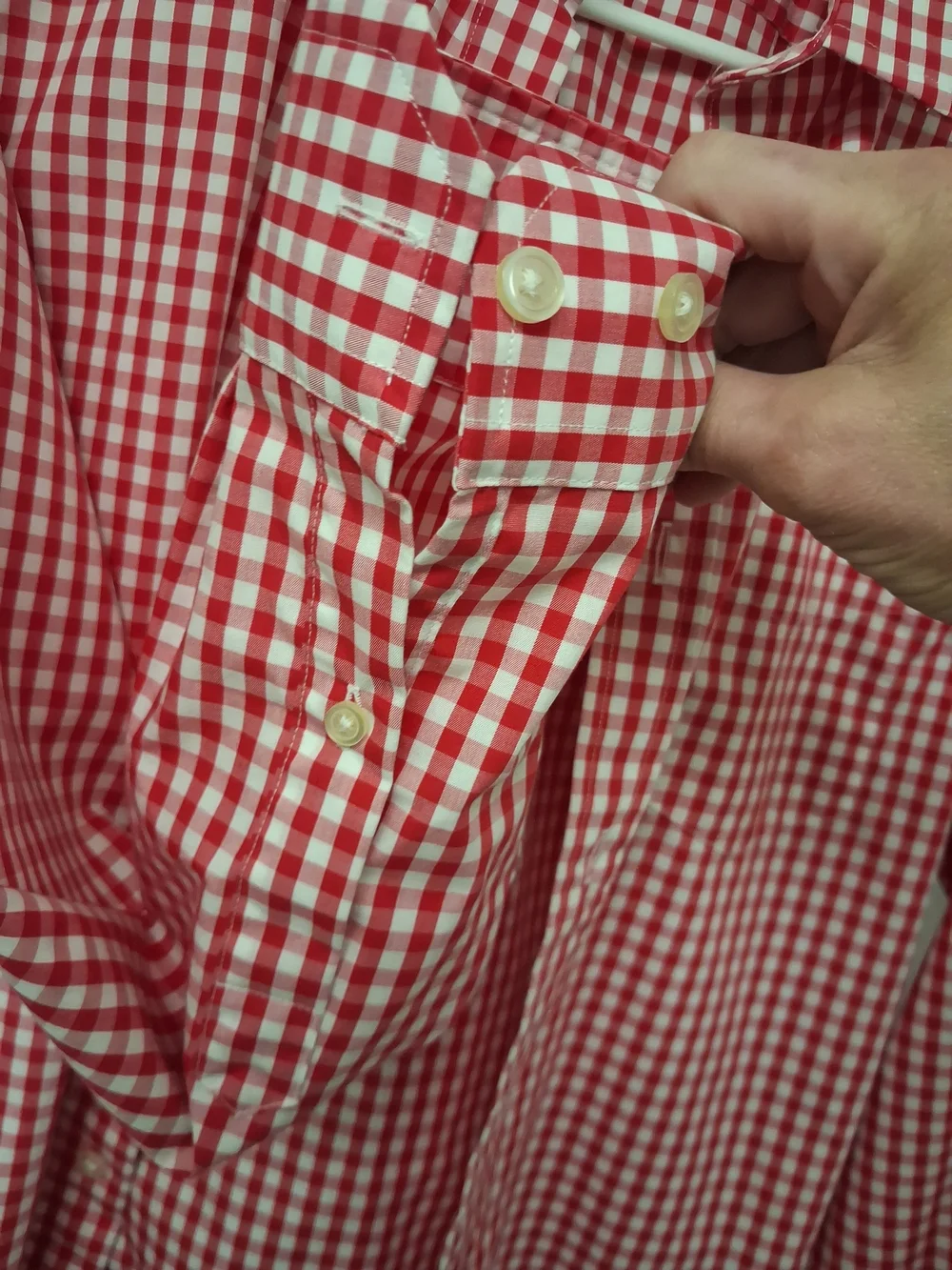 Banana Republic Red and White Gingham Tailored Button-Down Shirt
